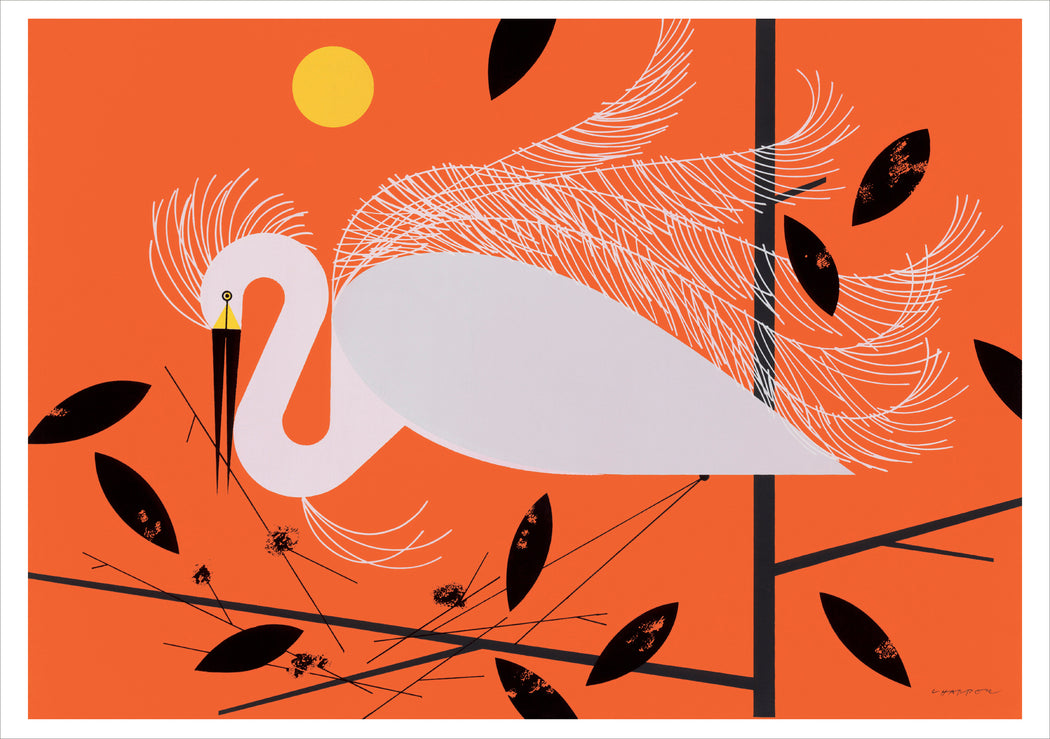 Charley Harper: Snowy Egret Notecard_Front_Flat