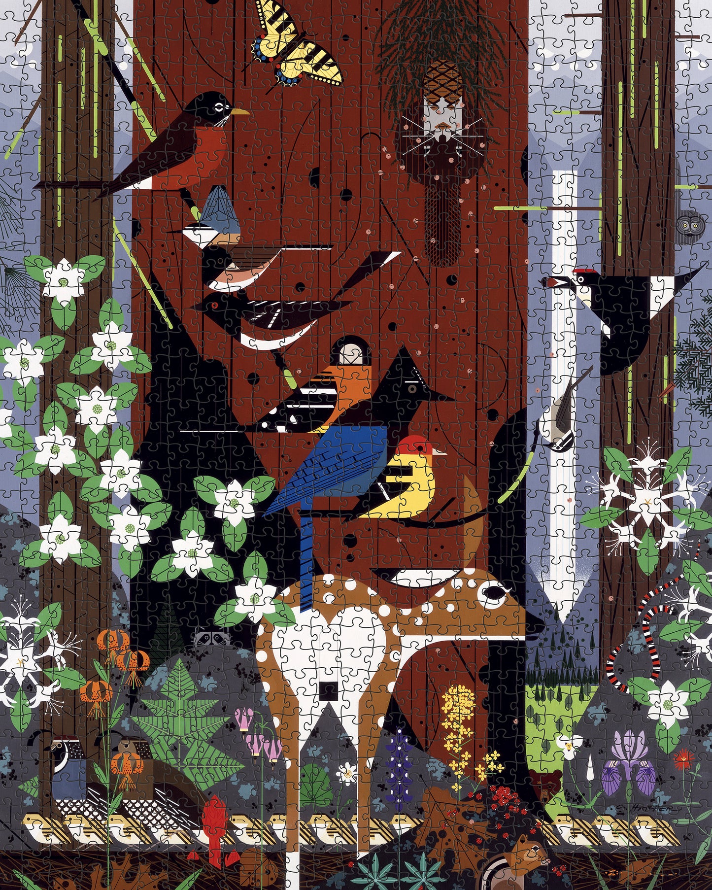 Charley Harper: The Sierra Range 1000-piece Jigsaw Puzzle_Zoom