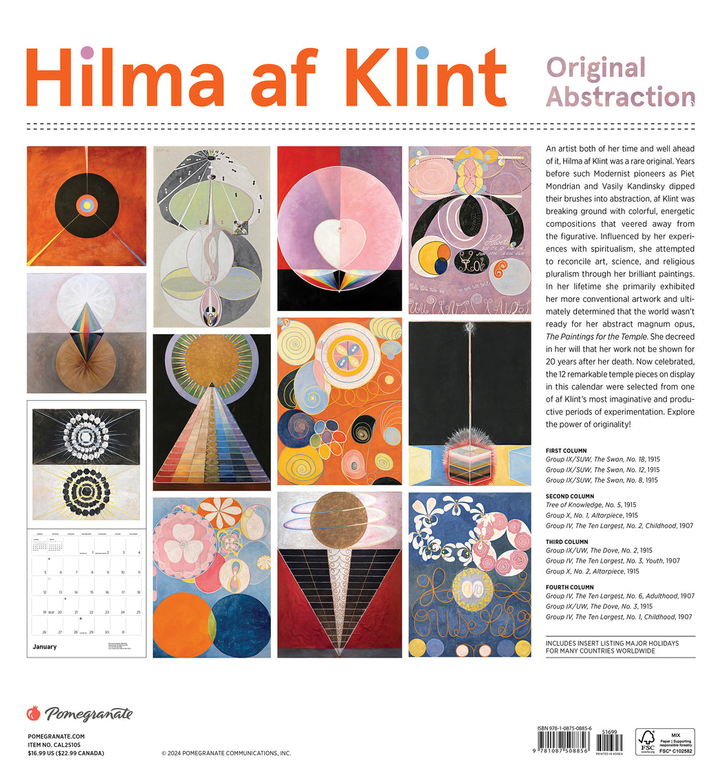 Hilma af Klint: Original Abstraction 2025 Wall Calendar_Back_Multipiece