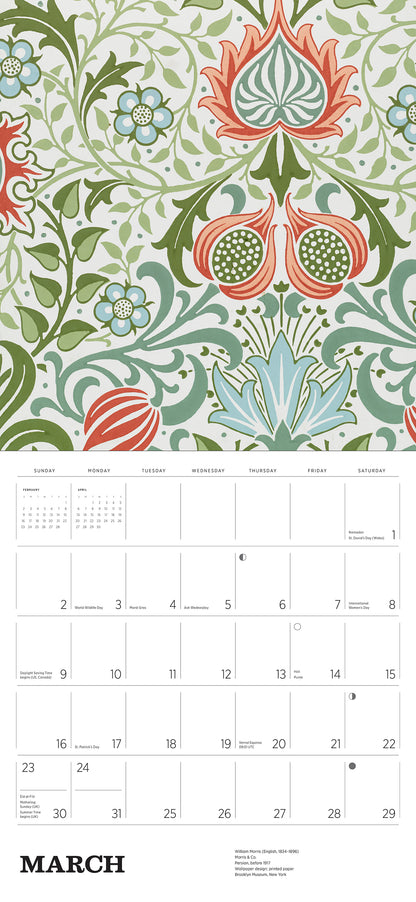 William Morris: Arts & Crafts Designs 2025 Wall Calendar_Interior_1