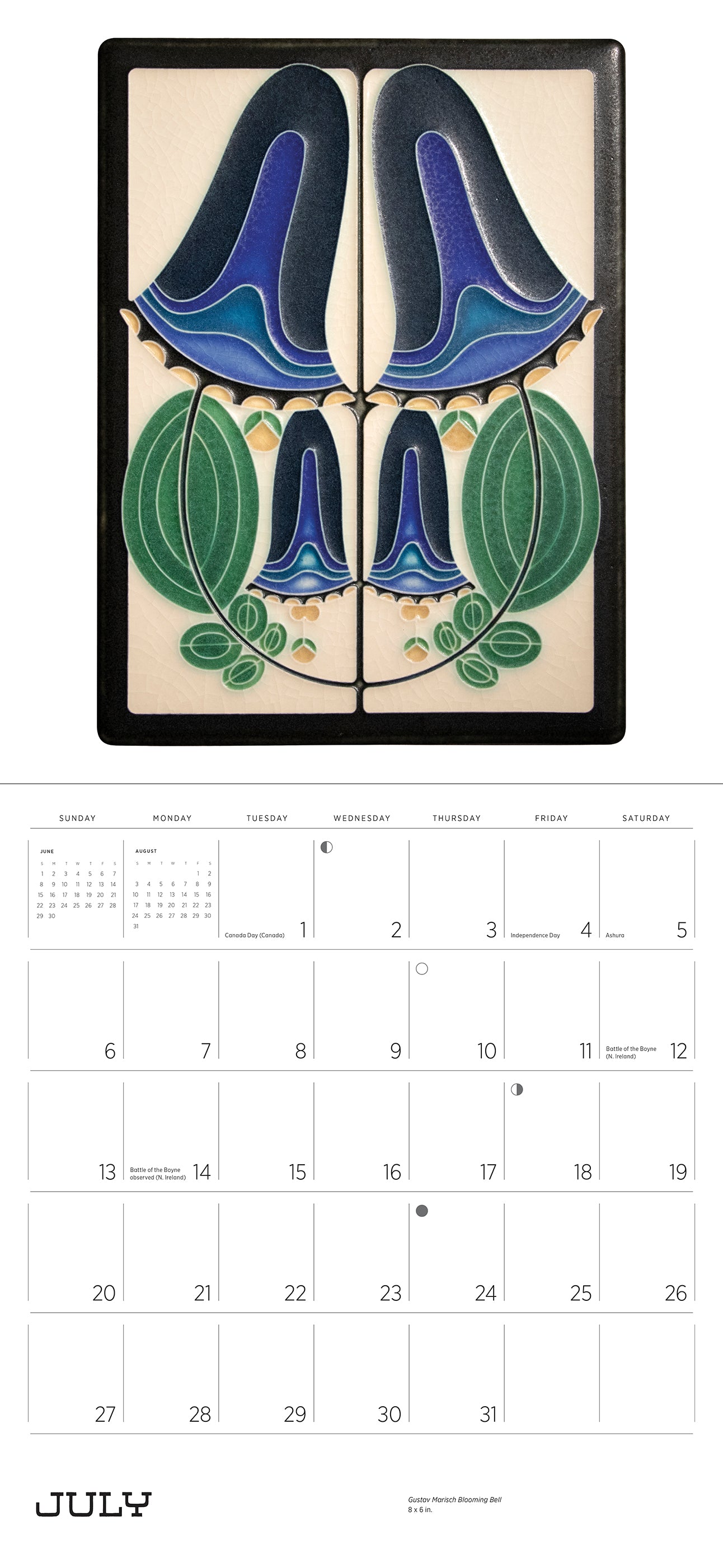 Arts & Crafts Tiles: Made by Motawi Tileworks 2025 Wall Calendar_Interior_1