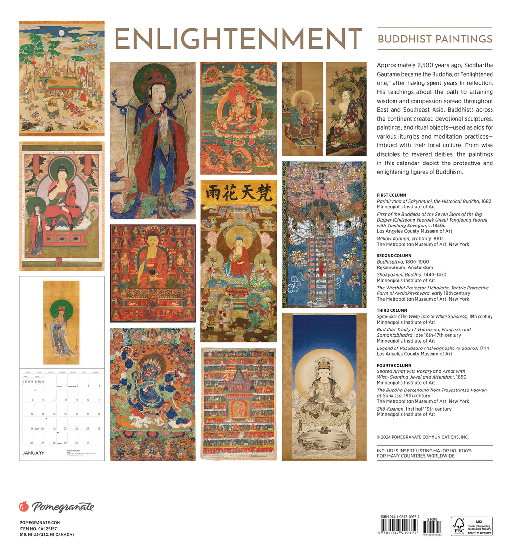 Enlightenment: Buddhist Paintings 2025 Wall Calendar_Back_Multipiece