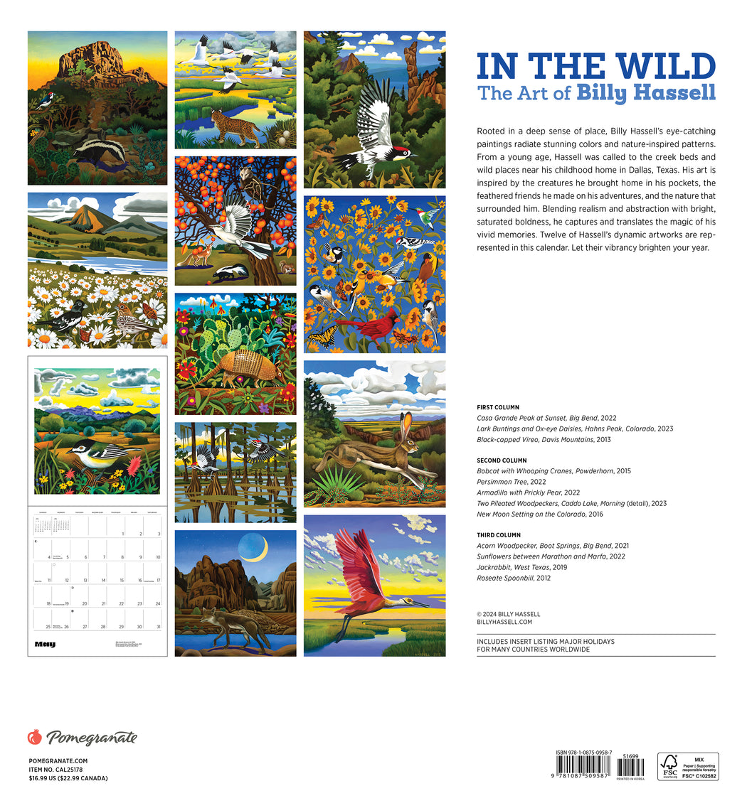 In the Wild: The Art of Billy Hassell 2025 Wall Calendar_Back_Multipiece