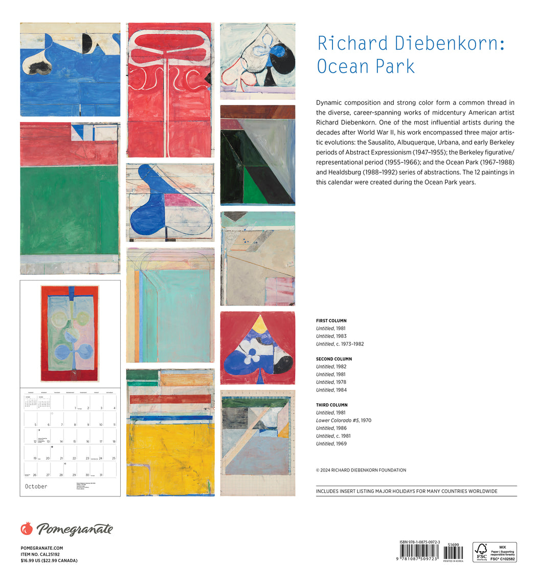 Richard Diebenkorn: Ocean Park 2025 Wall Calendar_Back_Multipiece