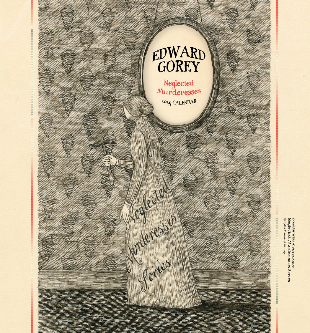 Edward Gorey: Neglected Murderesses 2025 Mini Wall Calendar_Front_Flat