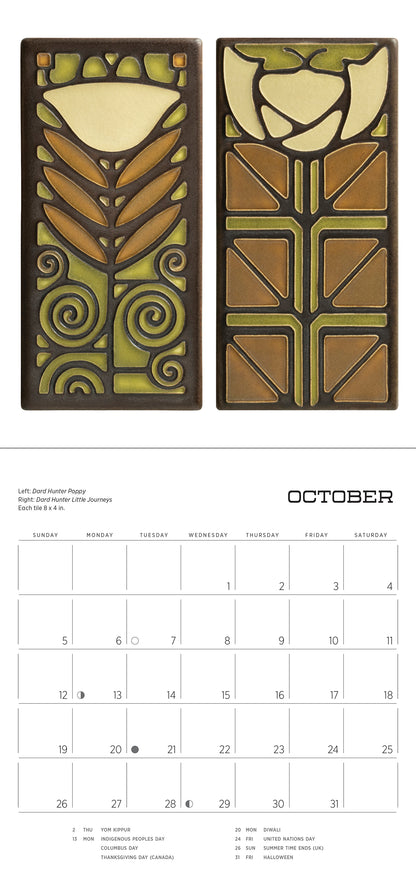 Arts & Crafts Tiles: Made by Motawi Tileworks 2025 Mini Wall Calendar_Interior_2