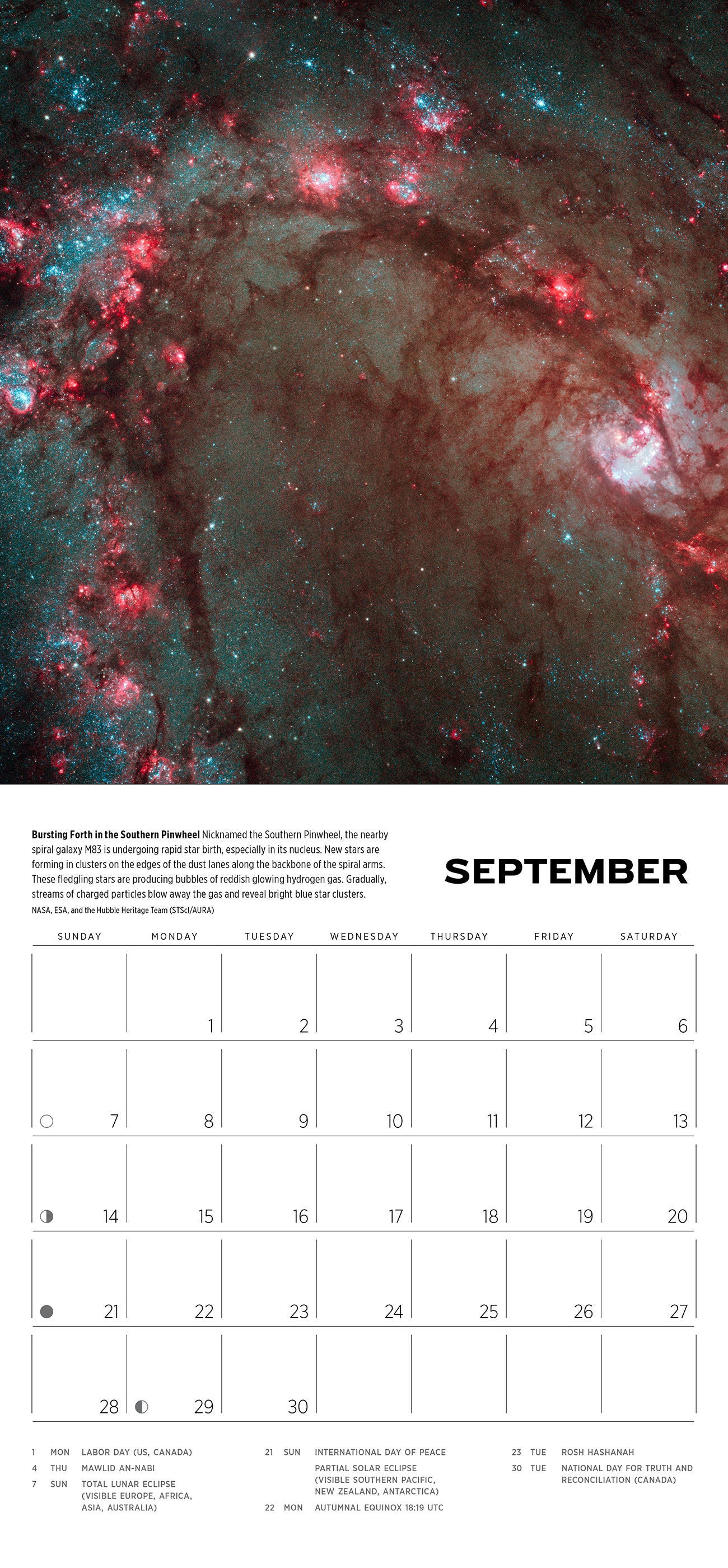 Space: Views from the Hubble and James Webb Telescopes 2025 Mini Wall Calendar_Interior_2