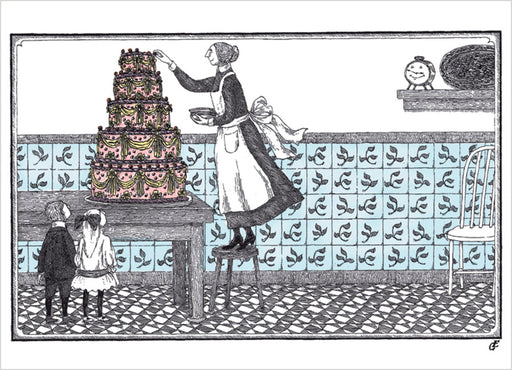 Edward Gorey: Birthday Cake Birthday Card_Front_Flat