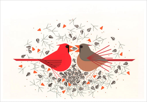 Charley Harper: Cardinal Courtship Birthday Card_Front_Flat