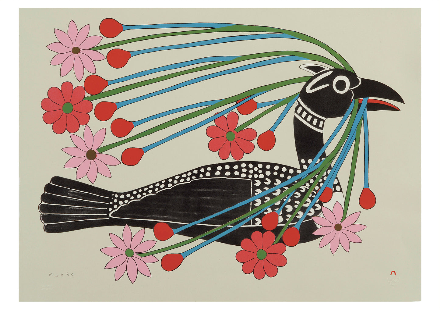 Kenojuak Ashevak: Courting Loon Birthday Card_Front_Flat