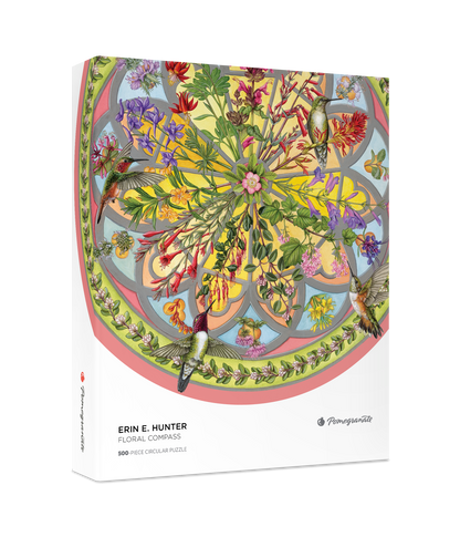 Erin E. Hunter: Floral Compass 500-Piece Circular Jigsaw Puzzle_Primary