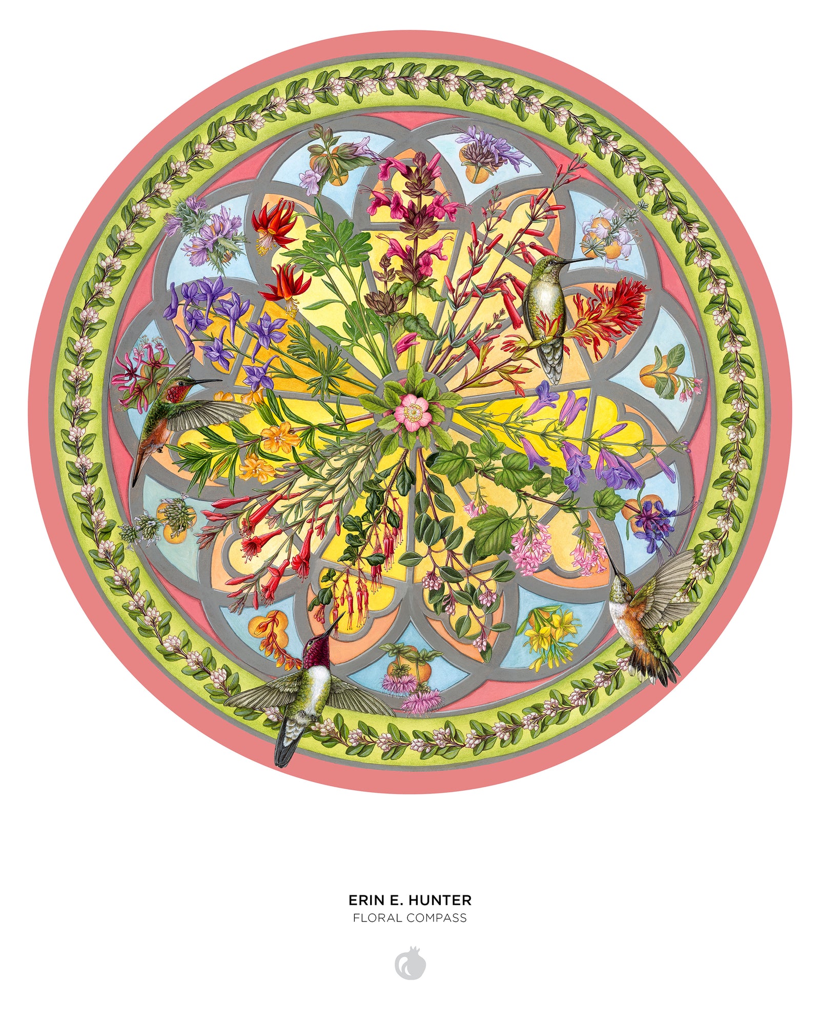 Erin E. Hunter: Floral Compass 500-Piece Circular Jigsaw Puzzle_Interior_1