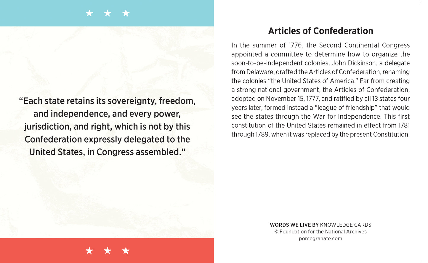 Words We Live By: A Quiz Deck on American Historical Documents Knowledge Cards_Interior_2